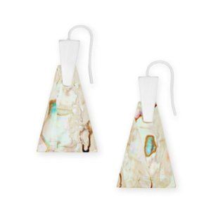 Kendra Scott Collins Silver Drop Earrings in White